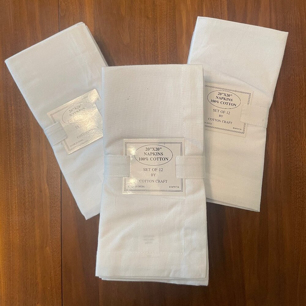 100% Cotton Napkins - 36 Total  - size 20x20in